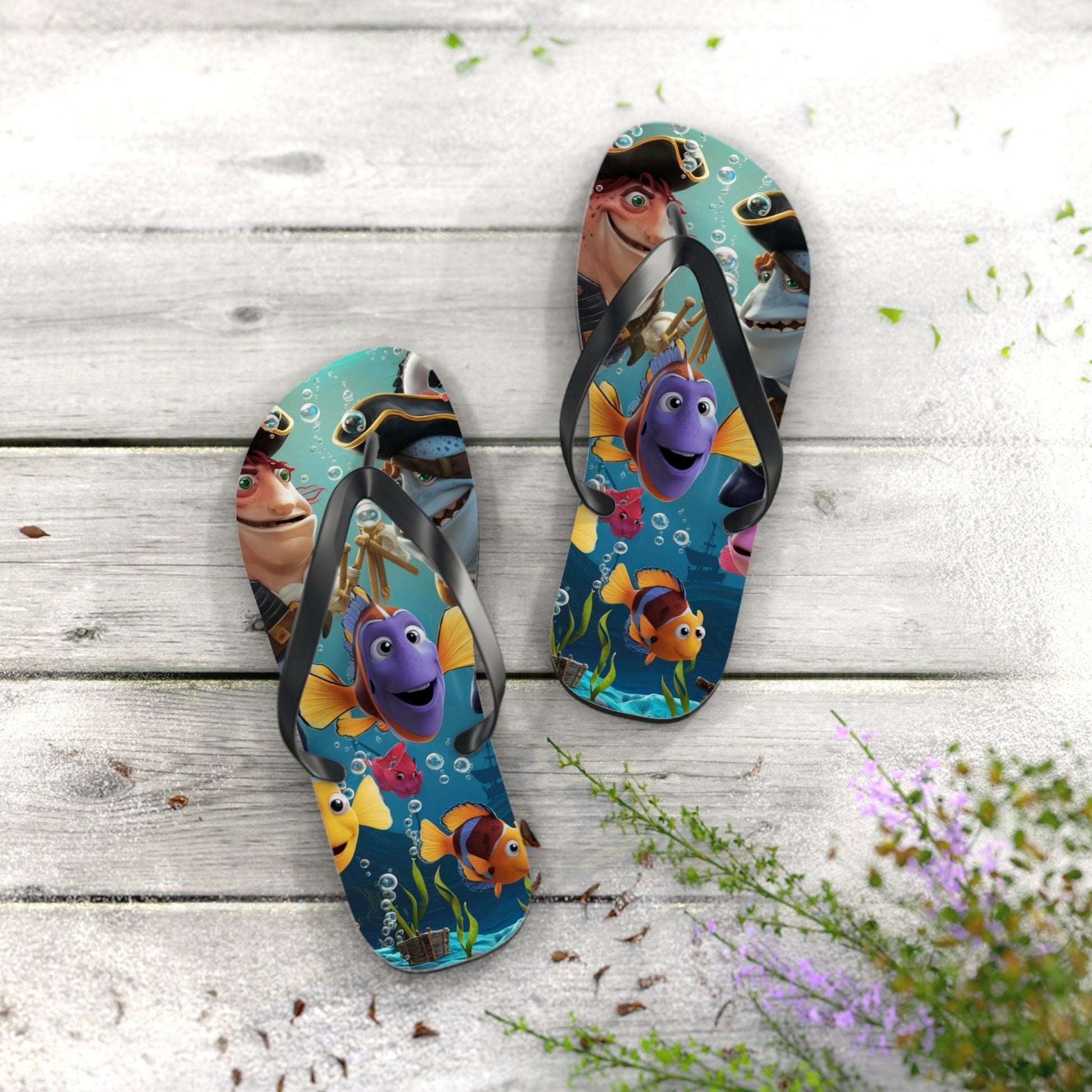 Comical Fish and Pirates Inspired Flip Flops, Express Your Beach Loving Self - Coastal Collections