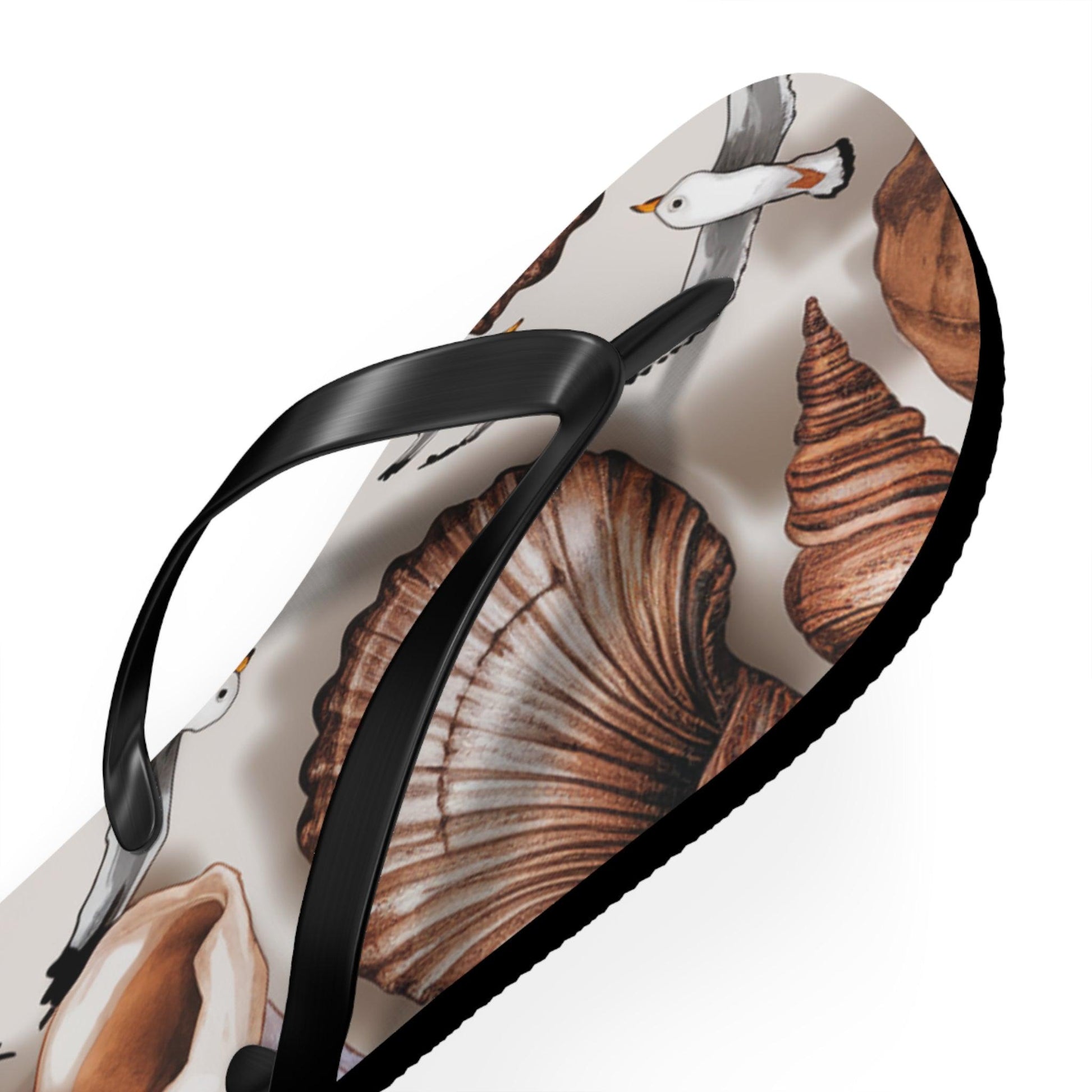 Seashell and Seagull Inspired Flip Flops v2, Express Your Beach Loving Self - Coastal Collections