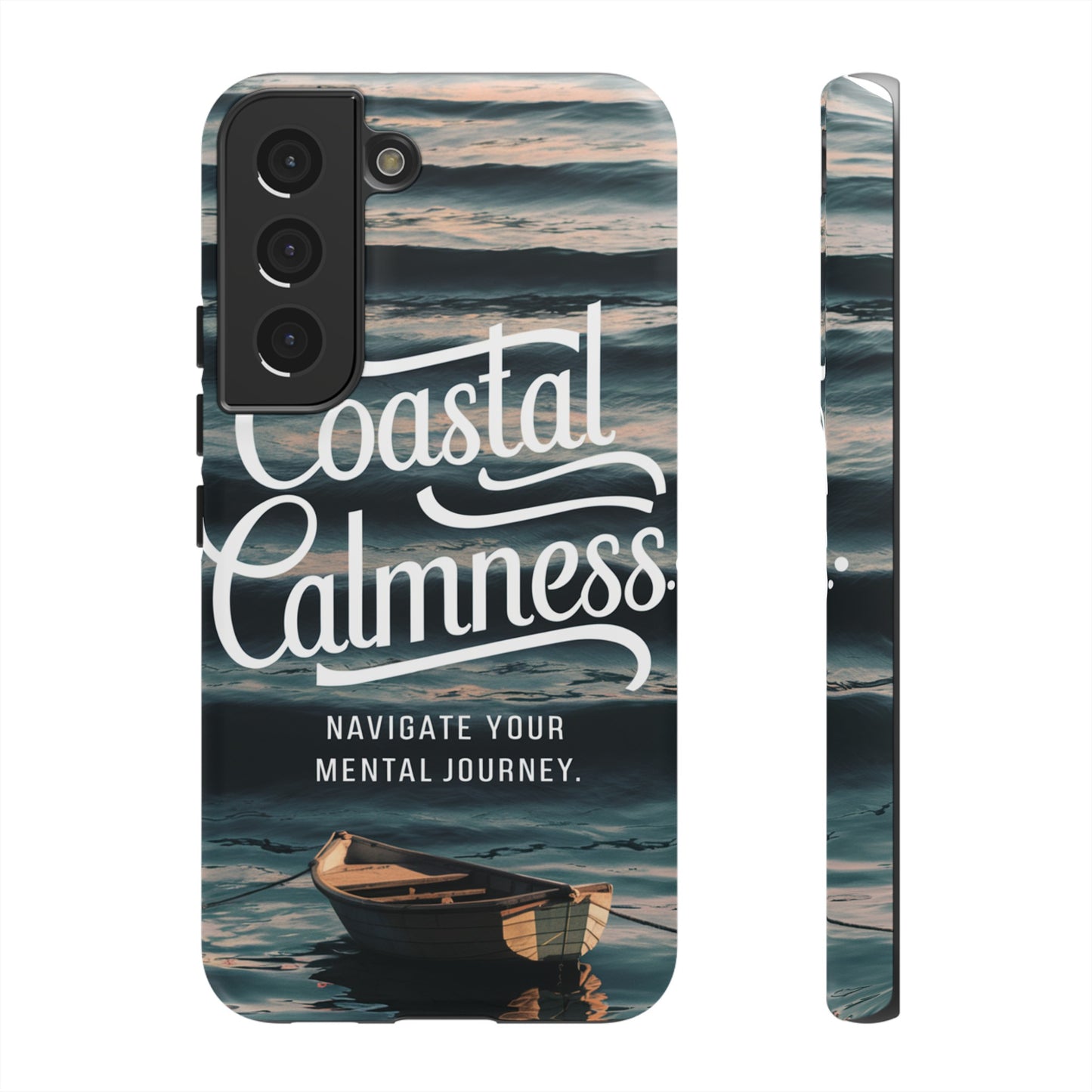 Coastal Calmness, Old Wooden Row Boat Design Protective Phone Case