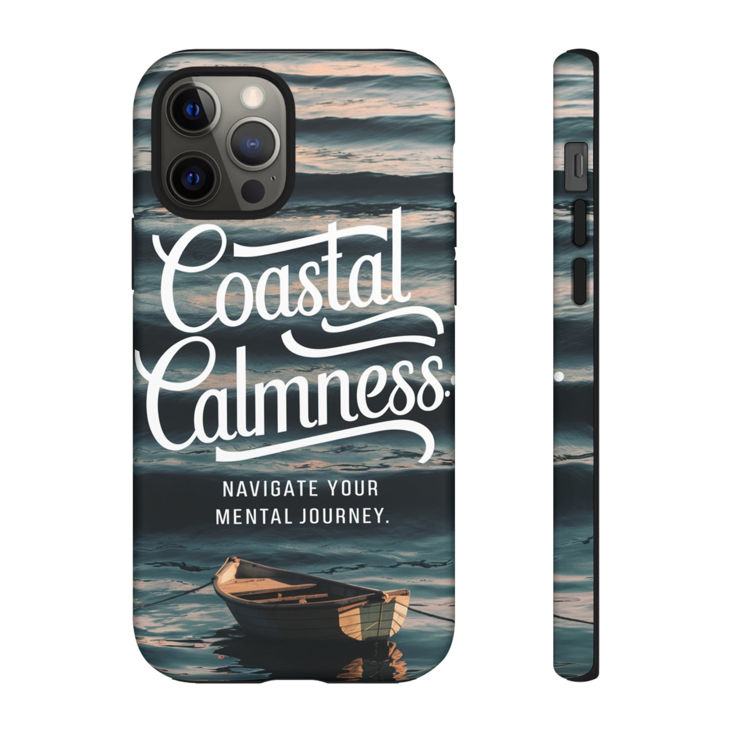 Coastal Calmness, Old Wooden Row Boat Design Protective Phone Case