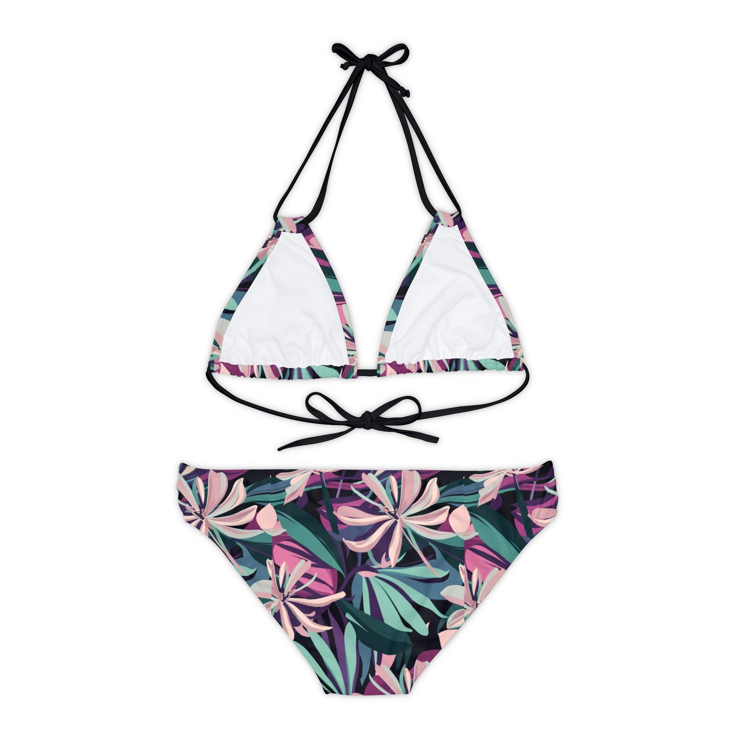 Oleander Flower Strappy Bikini Set