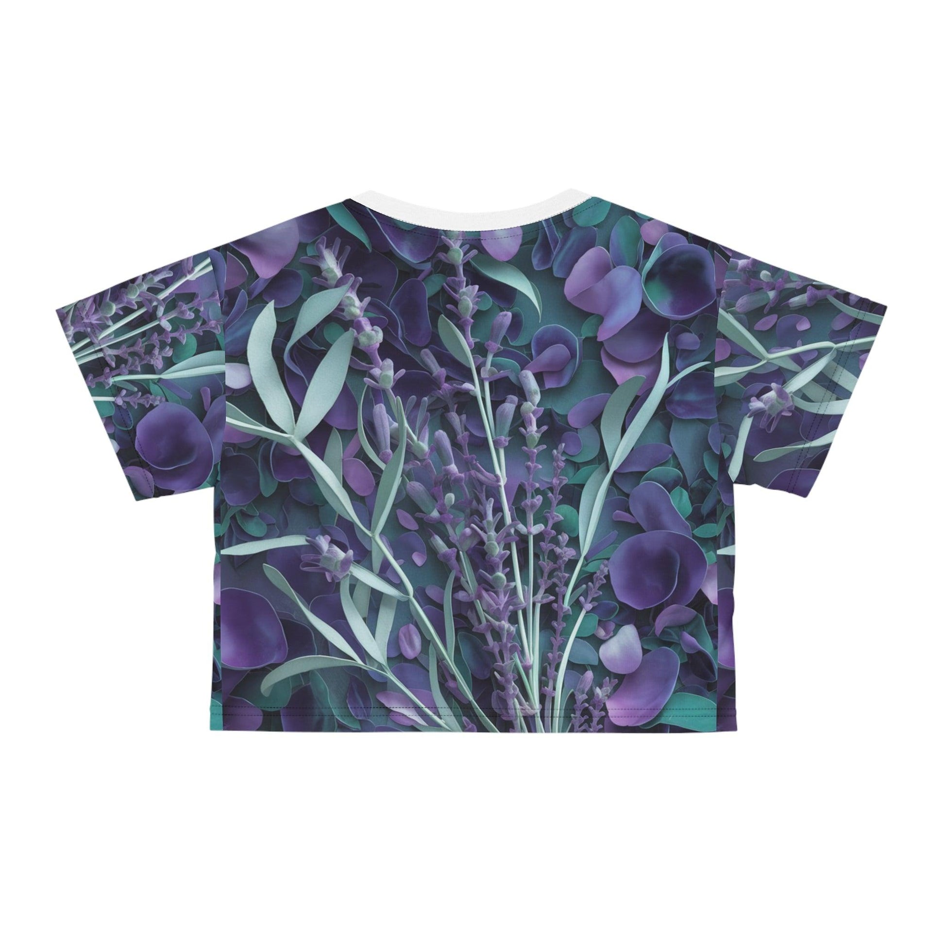 Coastal Inspired Lavender Repeating Large Print v2, Crop Tee (AOP) - Coastal Collections