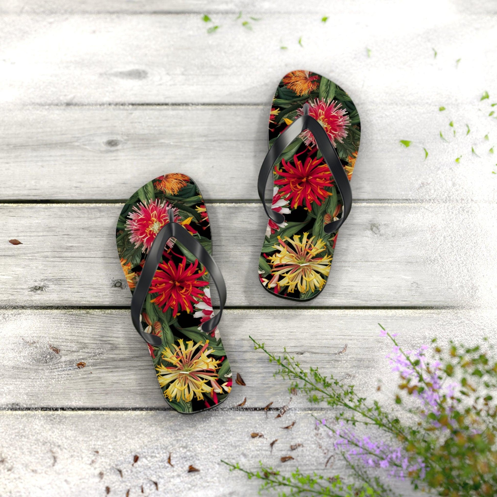 Lantana Bouquet Flower Inspired Flip Flops, Express Your Beach Loving Self - Coastal Collections