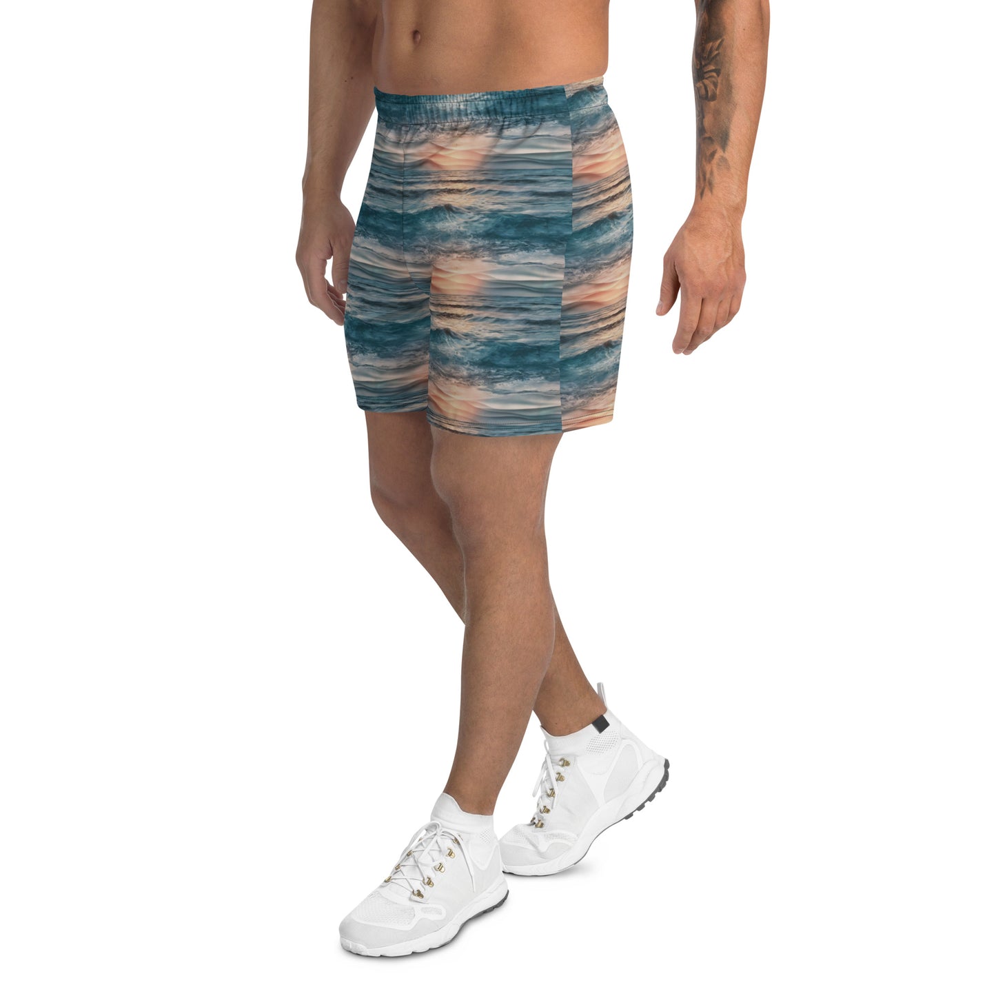 Beachin Styles© Sunsetting Over Ocean Waves Inspired Long Shorts