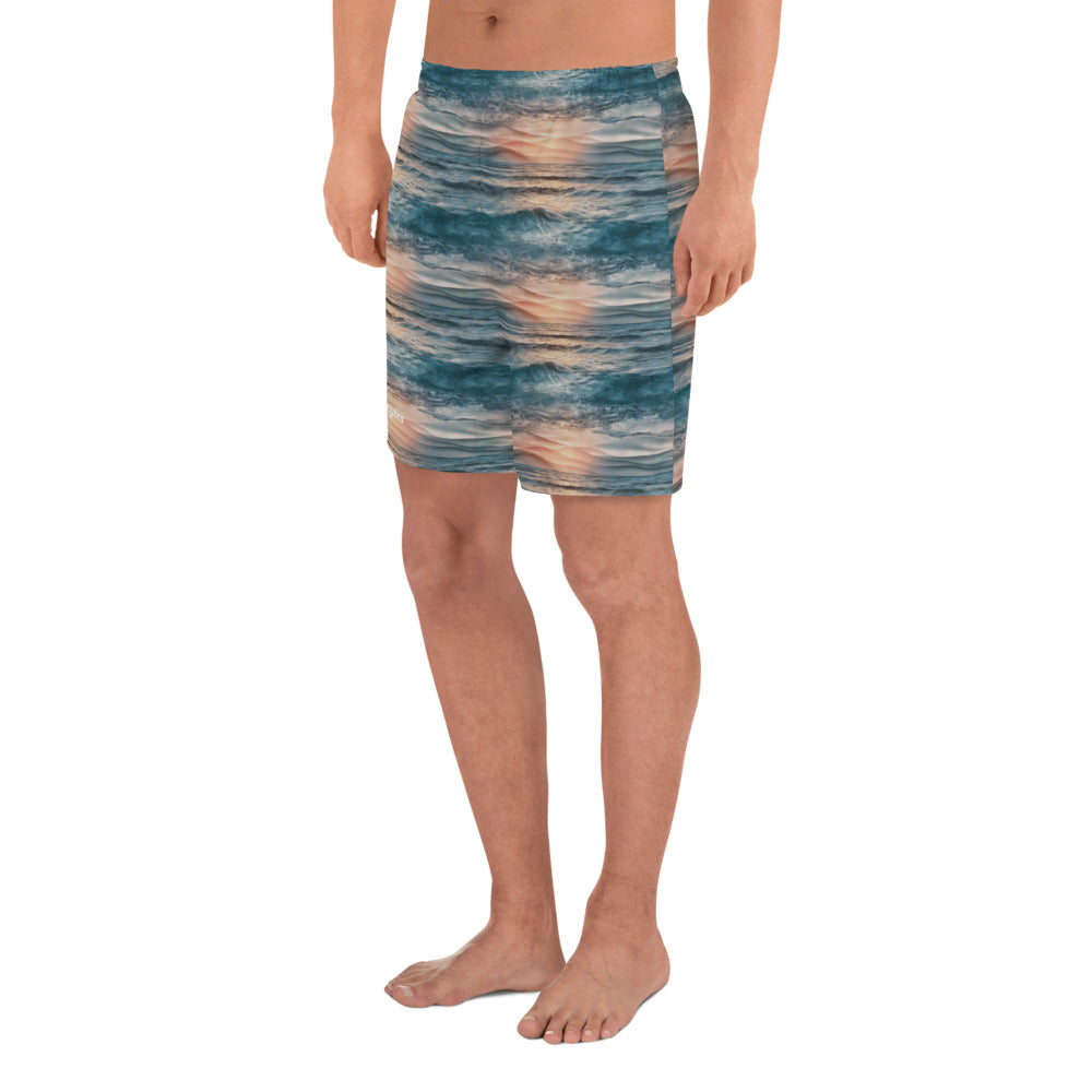 Beachin Styles© Sunsetting Over Ocean Waves Inspired Long Shorts