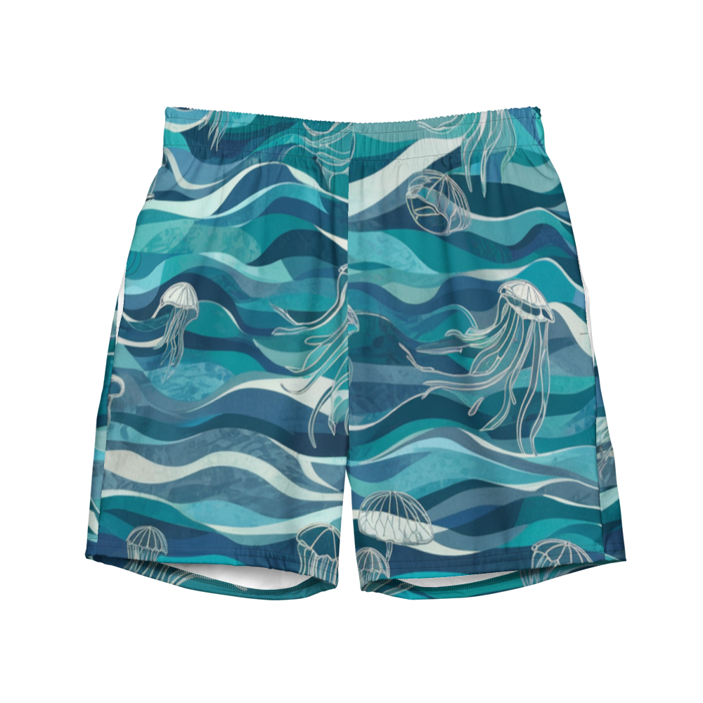 Jellyfish and Oceanwaves - Men's swim trunks