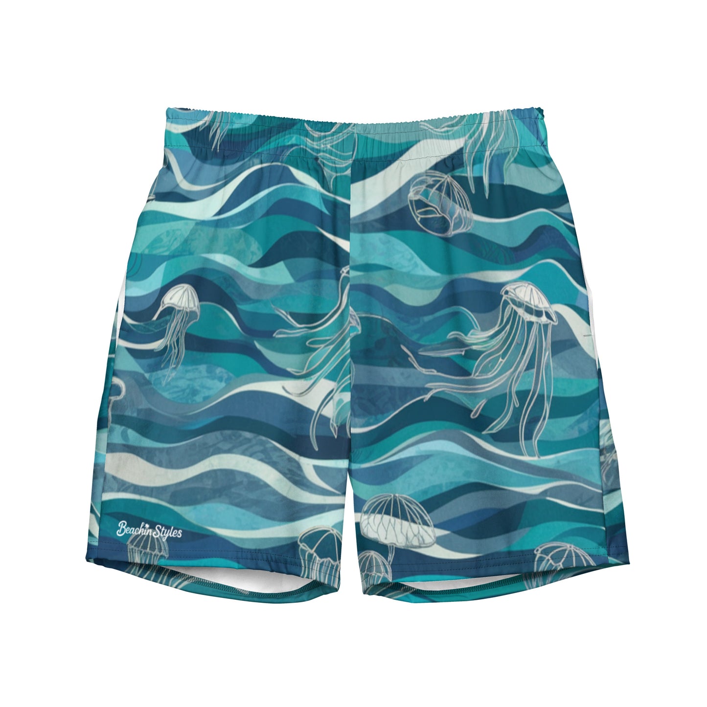 Jellyfish and Oceanwaves - Men's swim trunks